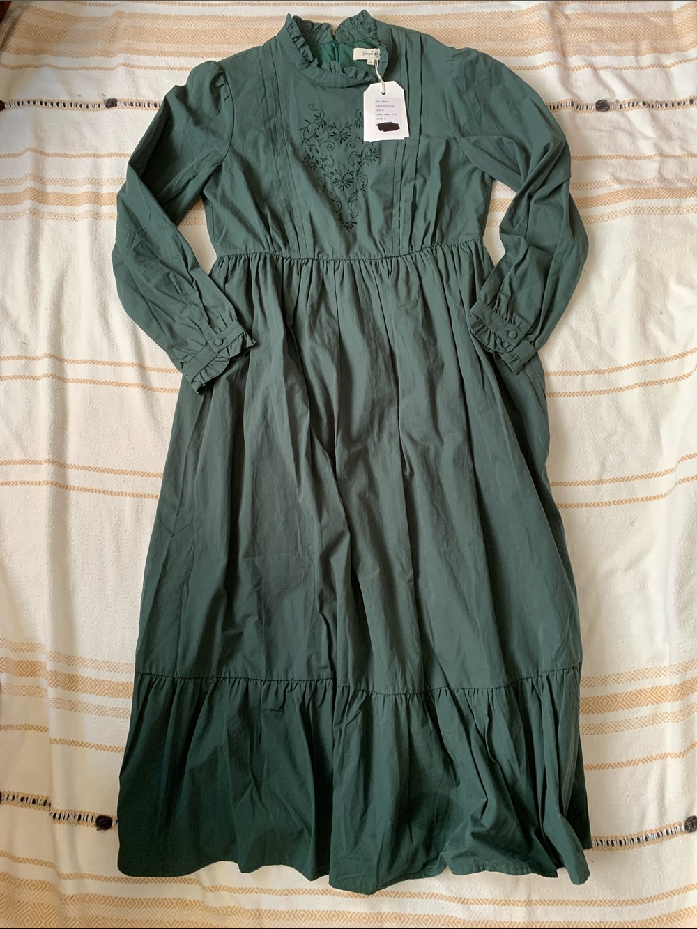 Simple Retro Long Sleeve Midi Dress Size Medium